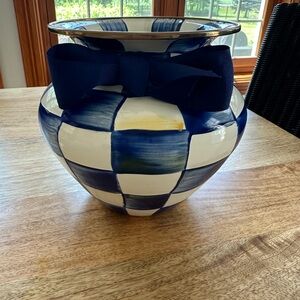 Mackenzie Childs courtly check blue vase